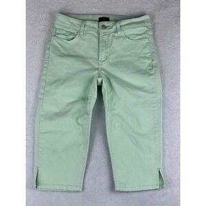 NYDJ Capri Pants Womens Petite 8P Green‎ Cropped Split Hem Stretch